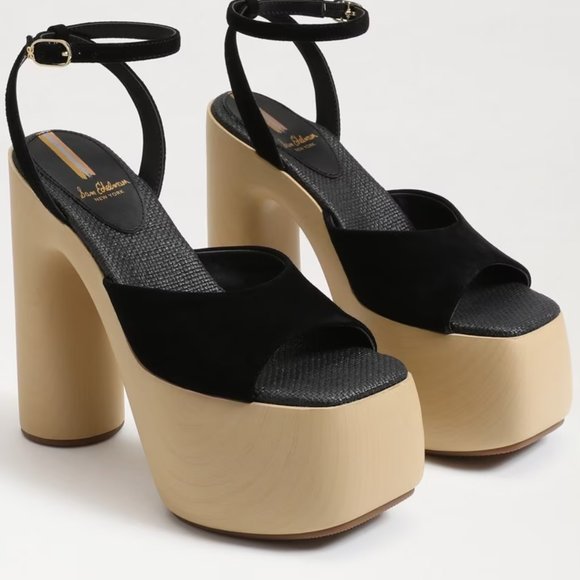$89 (9) SAM EDELMAN Black Suede Platform Heel - Picture 1 of 8